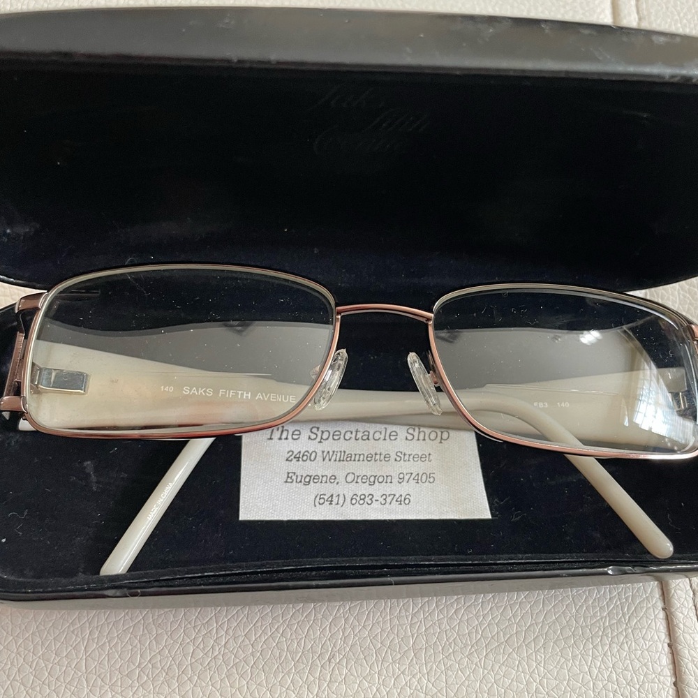 Saks Fifth Avenue Metallic Rectangular Glasses